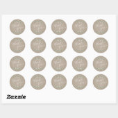 Sticker Rond Kraft Simple calligraphie vert rustique merci (Feuille)