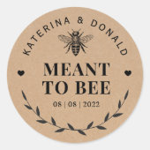 Sticker Rond Kraft veut dire du miel d'abeille Mariage rustique (Devant)