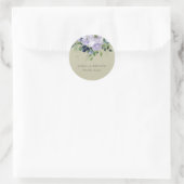 Sticker Rond Kraft Violet Violet Marine Floral Mariage (Sac)