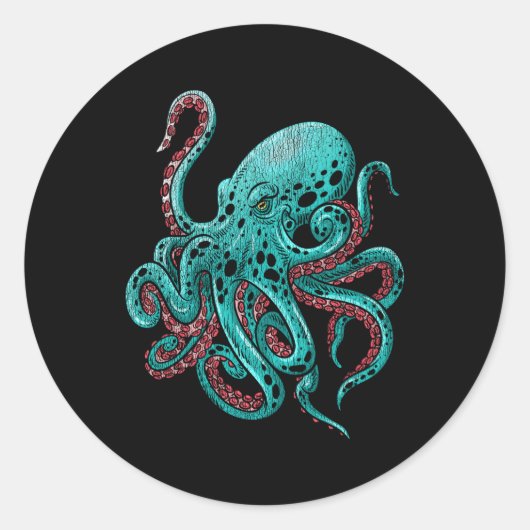 Sticker Rond Kraken Octopus (Devant)