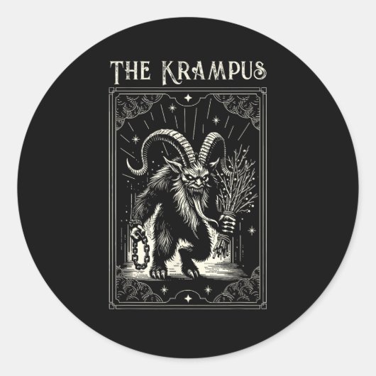 Sticker Rond Krampus Tarot Card Design Christmas Season Evil Pa (Devant)