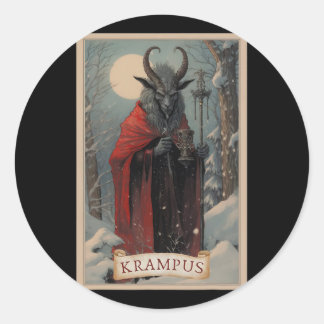 Sticker Rond Krampus Tarot Card Design Noël Hail Père Noël Chri