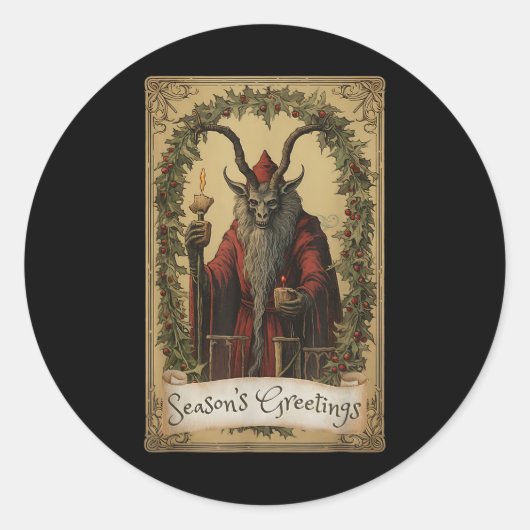 Sticker Rond Krampus Tarot Card Design Noël Saison Evil Pa (Devant)