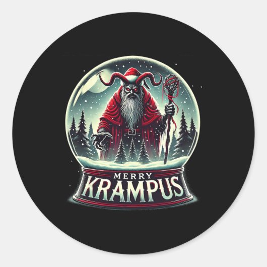 Sticker Rond Krampus Vient À La Ville Horreur Merry Krampus Chr (Devant)