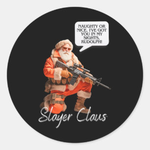 Sticker Rond Kris Kringle Festive Chasse Xmas Santa Claus Camo