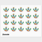Sticker Rond Krishna avec beurre pot plumes de paon (Feuille)