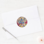 STICKER ROND KRISHNA AVEC PEINTURE KALAMKARI FLUTE (Enveloppe)