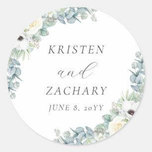 Sticker Rond Kristen Elegant Boho Floral Verdure Mariage Favori