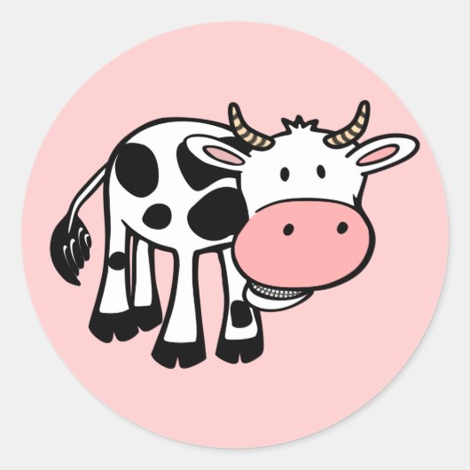 STICKER ROND KROWA CUTE BÉBÉ VACHE AGRICULTURE ANIMAUX CARTOON (Devant)