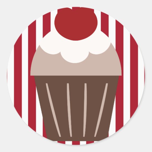 Sticker Rond KRW Chocolate Cerry Cupcake rayé (Devant)