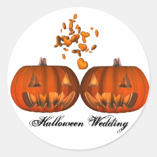 Sticker Rond KRW Citrouille Love Halloween Mariage (Devant)