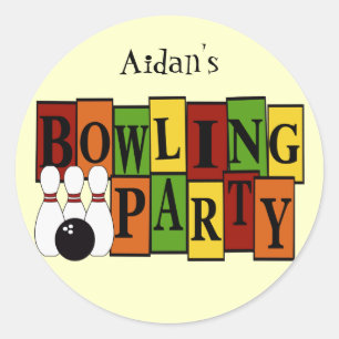 Sticker Rond KRW Custom Bowling Birthday Party