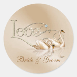 Sticker Rond KRW Custom Graceful Swans Aimer Seals Mariages