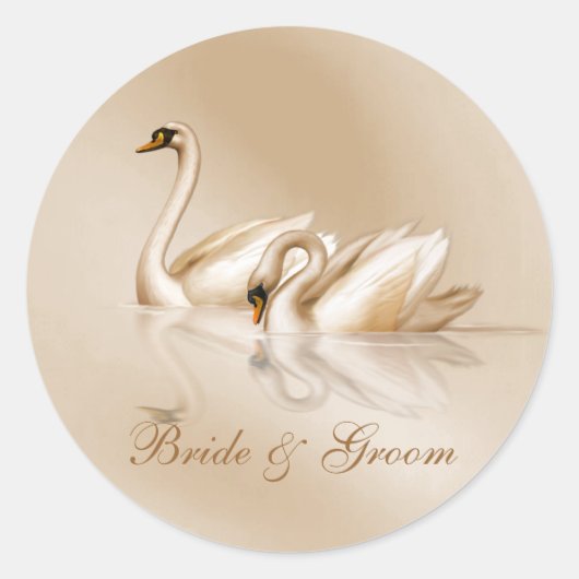 Sticker Rond KRW Custom Graceful Swans Mariage (Devant)