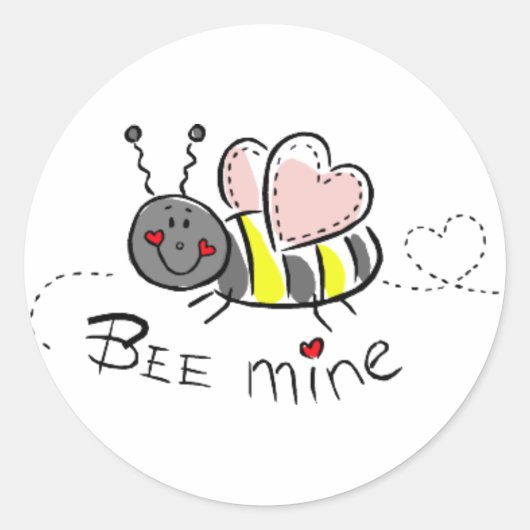Sticker Rond KRW Cute Bee Mine Valentine (Devant)
