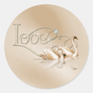 Sticker Rond KRW Graceful Swans Aimer les phoques Mariages