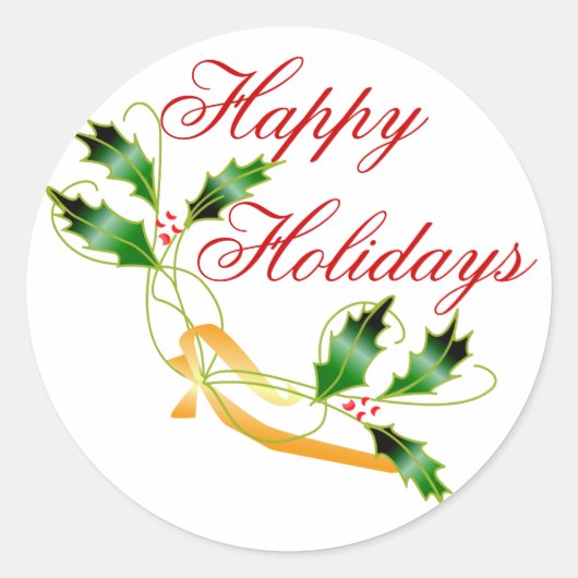 Sticker Rond KRW Happy Holidays Holly (Devant)
