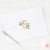 Sticker Rond KRW Happy Holidays Holly (Enveloppe)