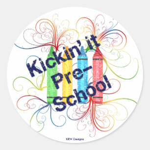 Sticker Rond KRW Kickin il école maternelle crayonne la grunge