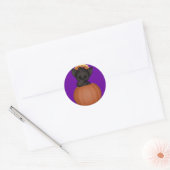 Sticker Rond KRW Lil Black Scarty Chat Halloween (Enveloppe)
