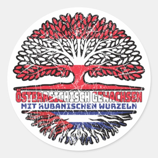 Sticker Rond Kuba Kubanisch Österreichisch Österreich Baum (Devant)