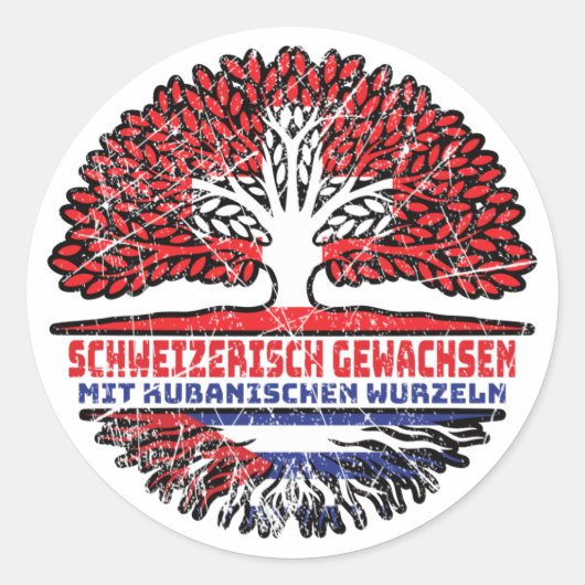 Sticker Rond Kuba Kubanisch Schweizer Schweiz Baum Wurzel (Devant)
