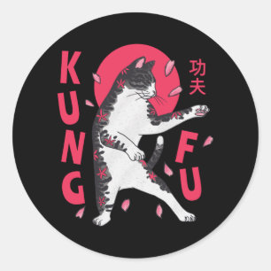 Sticker Rond Kung Fu Cat
