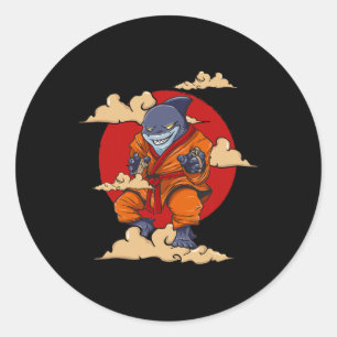 Sticker Rond Kung Fu de requin Karaté Arts martiaux Kickboxing