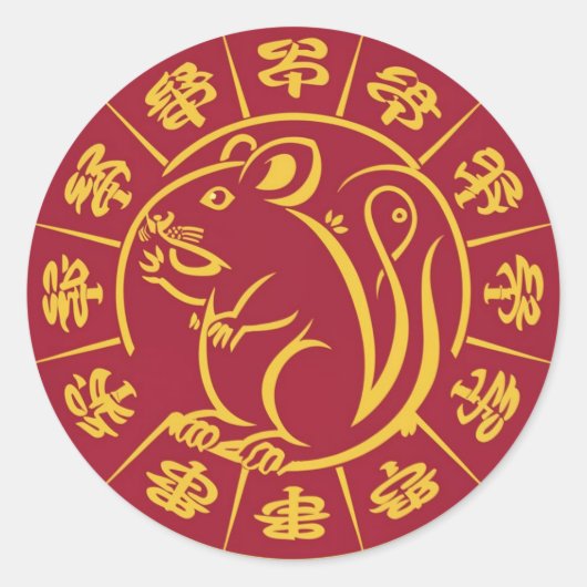 STICKER ROND KUNG HEI FAT CHOI – LE RAT (Devant)