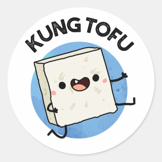 Sticker Rond Kung Tofu Funny Kungfu Tofu Pun (Devant)