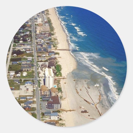Sticker Rond Kure Beach Caroline du Nord (Devant)