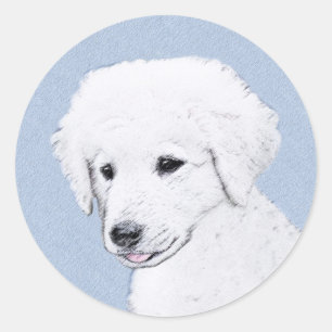Sticker Rond Kuvasz Peinture - Cute Original Chien Art