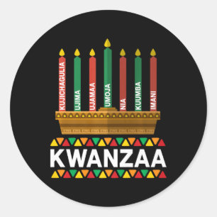 Sticker Rond Kwanzaa Principes Kwanzaa Bougies Kinara Pan Afri