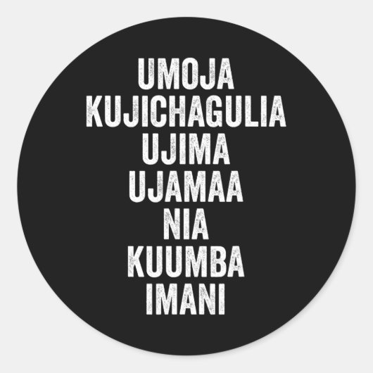 Sticker Rond Kwanzaa - Sept principes (Devant)