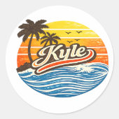 Sticker Rond Kyle Retro Sunset Name Design (Devant)