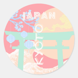 Sticker Rond Kyoto Japan Pastel Travel Art