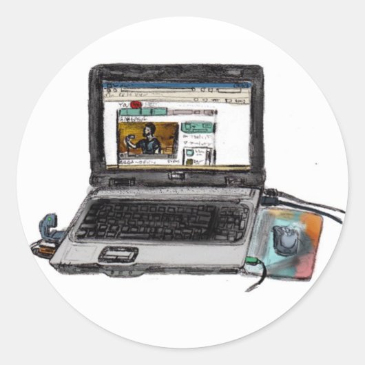 Sticker Rond L est pour ordinateur portable (Devant)