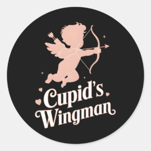 Sticker Rond L’homme à ailes de Cupid Amusant Valentine's Day A