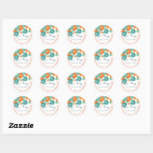 Sticker Rond l lanternes sarcelle+orange PixDezines/fond DIY (Feuille)