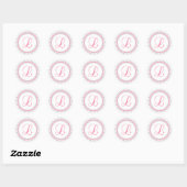 Sticker Rond L Monogramme (rose/cercle de points d'argent) (Feuille)