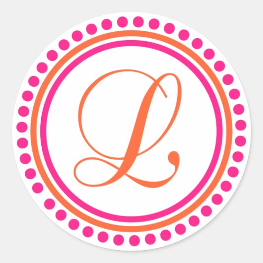 Sticker Rond L Monogramme (rose/orange rond) (Devant)