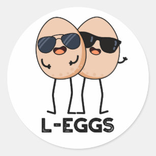 Sticker Rond L-OEufs Funny Egg Pun