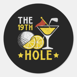 Sticker Rond La 19e bière de jeu de golf Hole et queues de bièr