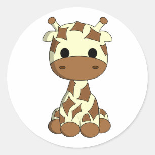 Sticker Rond La bande dessinée mignonne de kawaii de girafe de