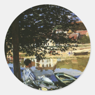 Sticker Rond La Banque de la Seine, Bennecourt de Claude Monet