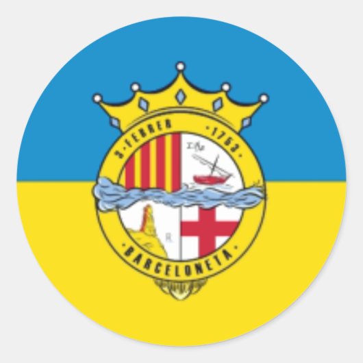 Sticker Rond La Barceloneta (drapeau, quartier à Barcelone) (Devant)