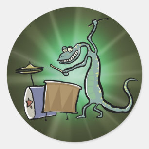 Sticker Rond La batterie jouant au lézard