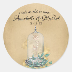 Sticker Rond La beauté et le Rose de la Beast Fairytale