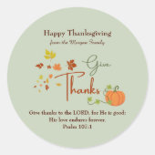 Sticker Rond La Bible de Thanksgiving | Favoriser la personnali (Devant)