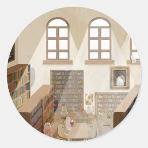 Sticker Rond La bibliothèque hantée